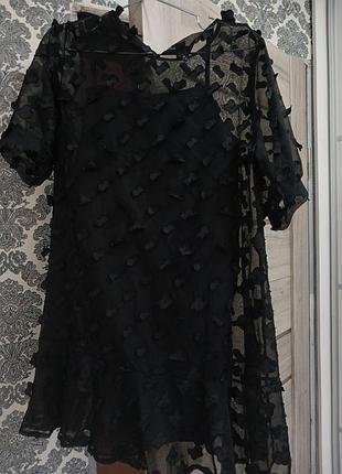 Черное платье с подкладкой