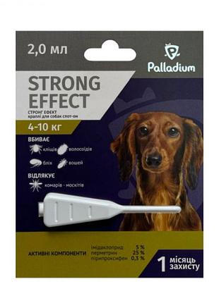 Краплі palladium (палладіум) на холку від бліх, кліщів та комарів strong effect для собак вагою 4-10 кг