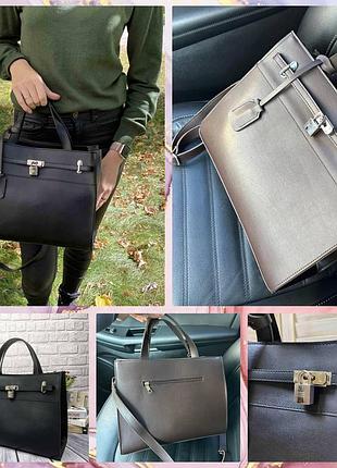 Женская сумка-черная коричневая женская сумочка большая черная коричневая