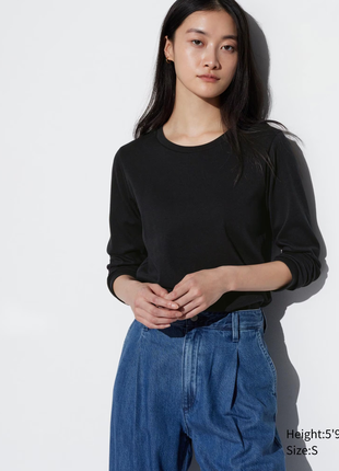 Нежная хлопковая футболка лонгслив uniqlo