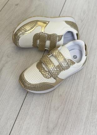 Спортивная обувь кроссовки для девочек белое золото повседневный