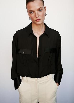 Стильна чорна сорочка блузка zara