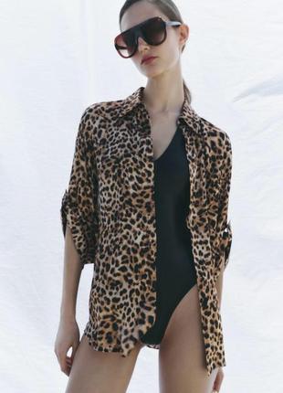 Трендова сорочка блузка zara леопардова