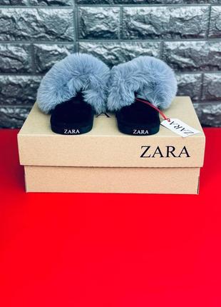 Женские тапочки zara серые тапочки зара