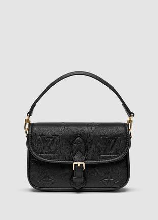 Louis vuitton diane monogram empreinte leather black брендова чорна жіноча сумка-клатч із шкіри