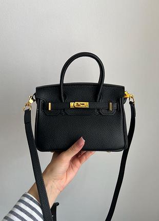 Hermes birkin 20 black жіноча класична брендова чорна сумка із шкіри