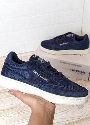 Reebok classic кроссовки мужские кеды классик синие с белым топ качество низкие весенние демисезонные