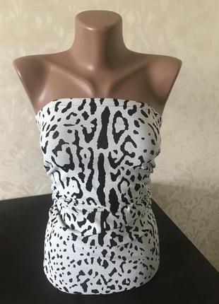 Черно-белый трикотажный топ new look