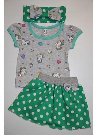 Детский стильный и практичный летний костюм / комплект для девочки