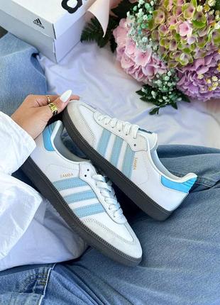 Женские кроссовки adidas samba white/blue.