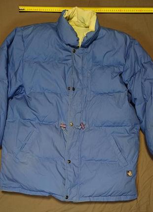 Плечі 55 см vintage top двухстороння куртка парка пуховик синьосалатова  size xl