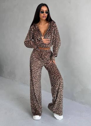 Стильный леопардовый костюм двойка tor-005