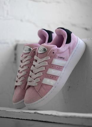 Жіночі рожеві кросівки adidas campus 00s bliss lilac black замшеві