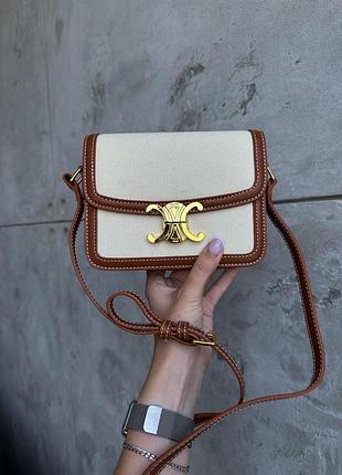 Сумка в стилі celine premium жіноча шкіра та текстиль