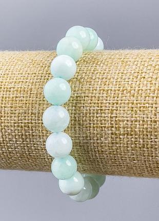 Браслет ларимар натуральный камень гладкий шарик на нитке d-10мм+- l-18см (стрейч)