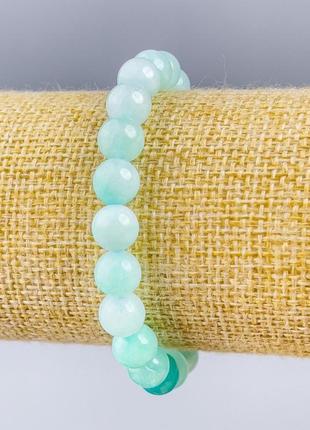 Браслет ларимар натуральный камень гладкий шарик на нитке d-8мм+- l-18см (стрейч)