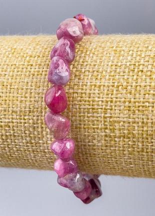 Браслет рубэлит турмалин натуральный камень галтирования d-10х9мм+- l-18см (стрейч)