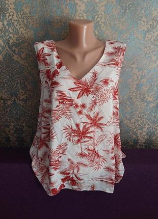 Летняя блуза в пальмы р.46/48/50 блузка майка