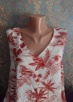 Летняя блуза в пальмы р.46/48/50 блузка майка4 фото