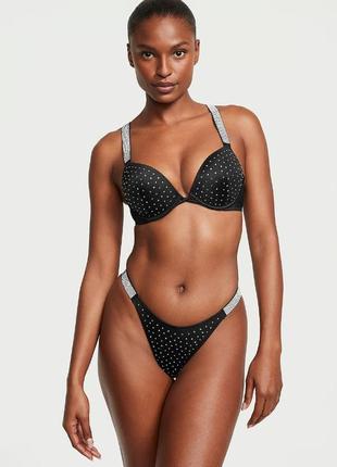 Черный купальник victoria's secret bombshell двойной пуш-ап стразы со стразами стринги 34а xs4 фото