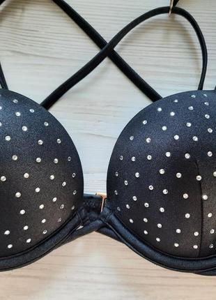 Черный купальник victoria's secret bombshell двойной пуш-ап стразы со стразами стринги 34а xs8 фото