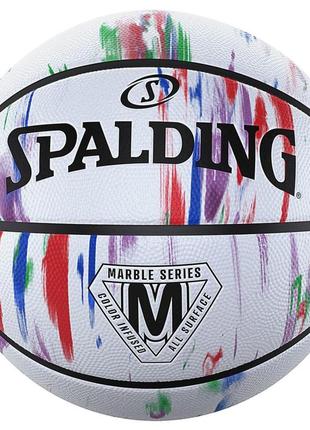 М'яч баскетбольний spalding marble ball білий, червоний, синій уні 7