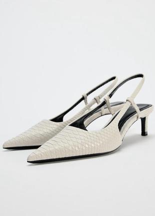 Белые туфли zara туфли на каблуке 5см