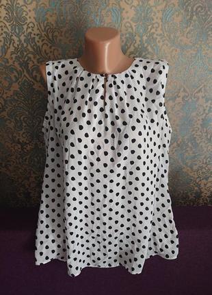 Красивая летняя блуза в горох большой размер батал 50 /52 блузка майка