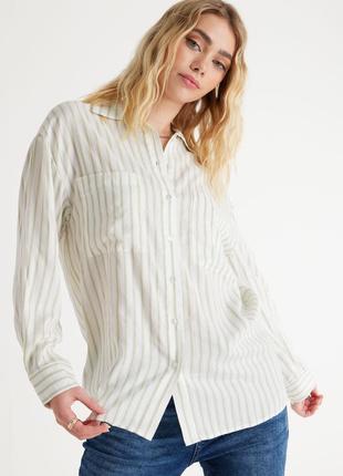 Новая натуральная рубашка в жаккардовую полоску peacocks.