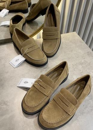 Замшевые кожаные лоферы stradivarius zara