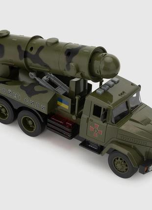 Игрушка военная машинка краз с ракетной установкой автопром3 фото