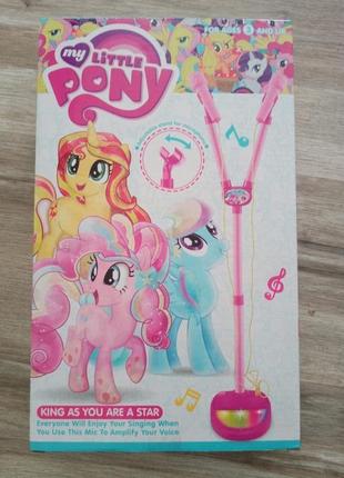 Микрофон двойной на стойке my little pony музыкальная игрушка со светом