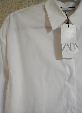 Zara зара белая стильная рубашка casual оверсайз oversize 100% хлопок блузка блуза бренд zara, р.s