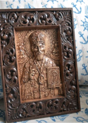 Різана ікона ''микола чудотворець'' ручна робота