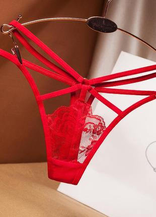 Червоні трусики стрінги сексуальна білизна красные стринги сексуальные трусики 2268