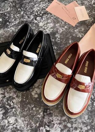 Лоферы туфли miu miu натуральная кожа