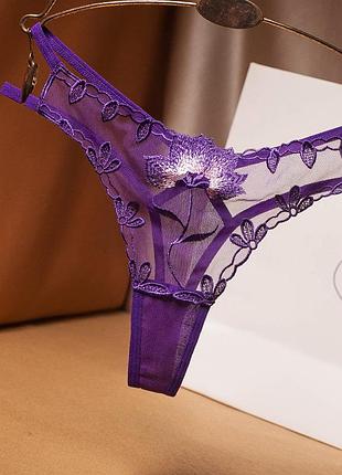 Фіолетові трусики стрінги сексуальна білизна фиолетовые стринги сексуальные трусики 2269