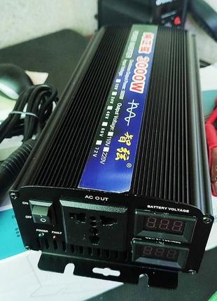 Інвертор із чистим синусом 3000w (1500w).перетворювач з 12в-220в