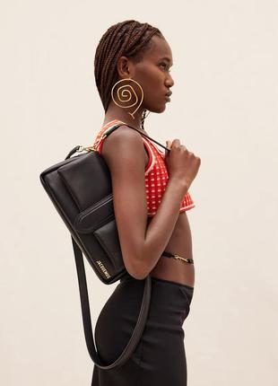 Чорна сумка в стилі  jacquemus le bambimou шкіра кожа