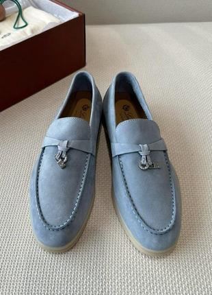 Лоферы loro piana кашемировые нежно голубые