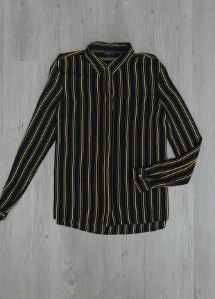 Черная шифоновая рубашка в желтую полоску 1+1=3