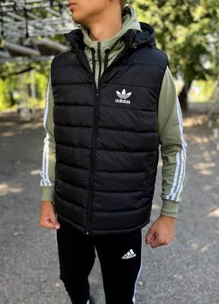 Чоловіча жилетка adidas на осінь у чорному кольорі premium якості на кожен день