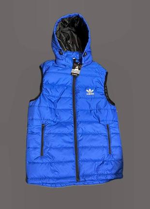 Чоловіча жилетка adidas на осінь у синьому кольорі premium якості на кожен день