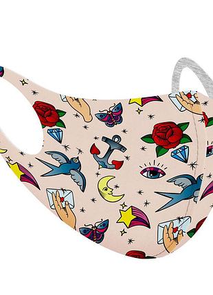 Маска защитная сollar с рисунком "тату", размер xs