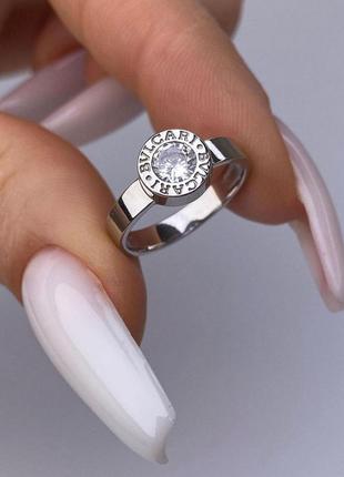 🇺🇦 кольцо серебро 925° покрытие родий, вставка куб.цирконии, буллгари bvlgari 1018.11р