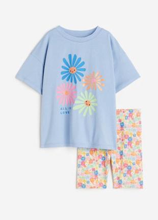 Хлопковый костюм комплект на девочку zara, h&m 7-8 лет