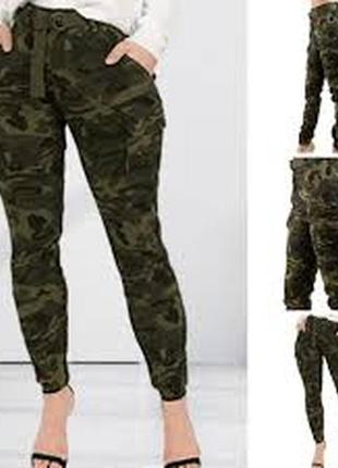 Штани джинси карго розмір 48/14 не стрейчеві 100% котон нові хакі мілітарі камуфляж