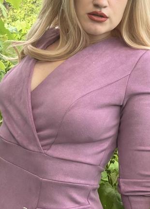 Коротка фіолетова сукня під замшу2 фото