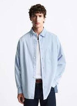 Zara сорочка чоловіча блакитна розмір s