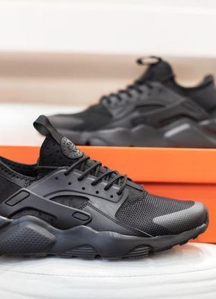 Nike huarache кроссовки мужские найк хуараче летние весенние демисезонные низкие текстильные сетка легкие топ качество черные